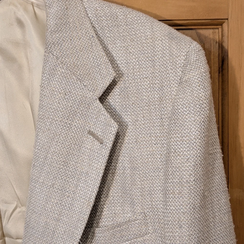 Vintage Kuppenheimer Tweed Sport Coat Wool Blazer Jacket Beige Winter Men's 46L